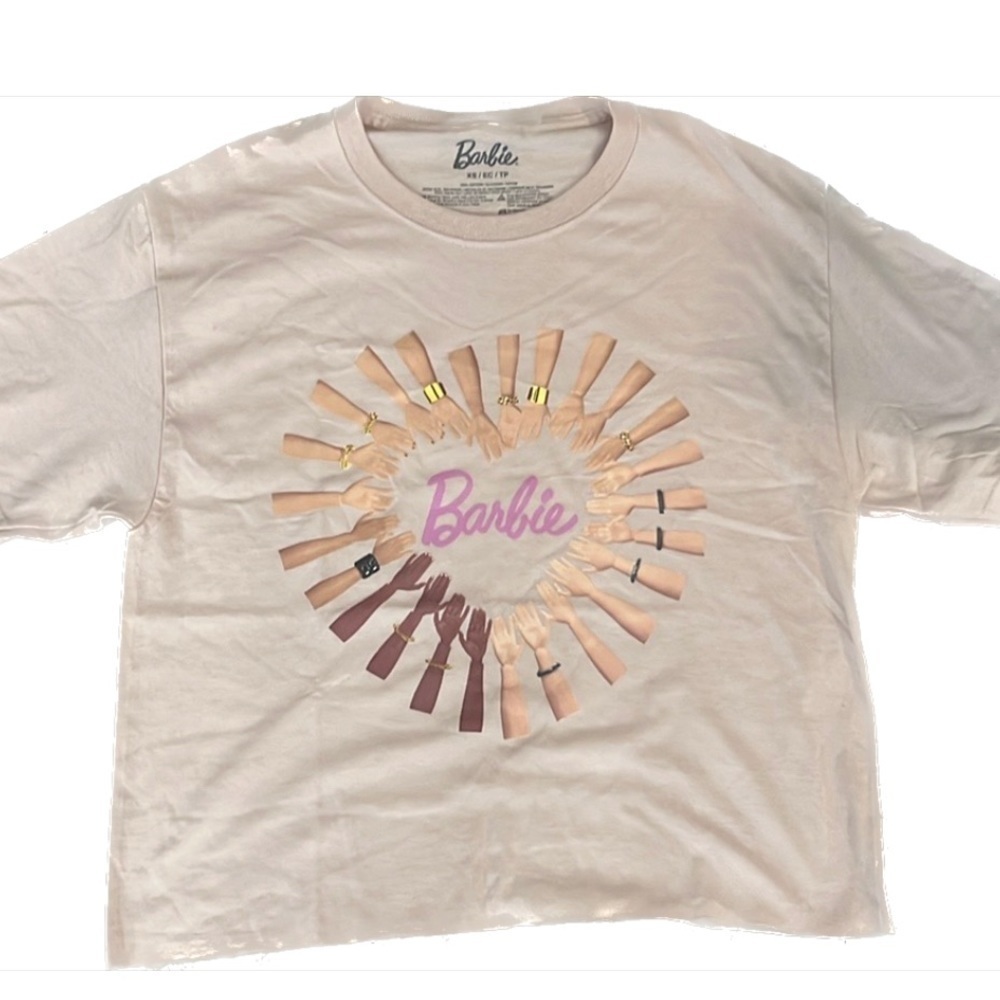 NWOT Barbie hands from around the world cream tee size extra small women